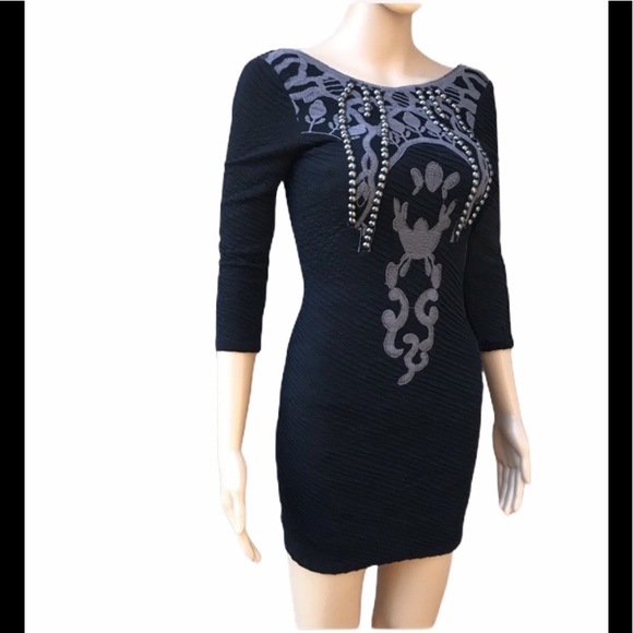 Free people black bodycon dress size xsmall - Picture 2 of 7